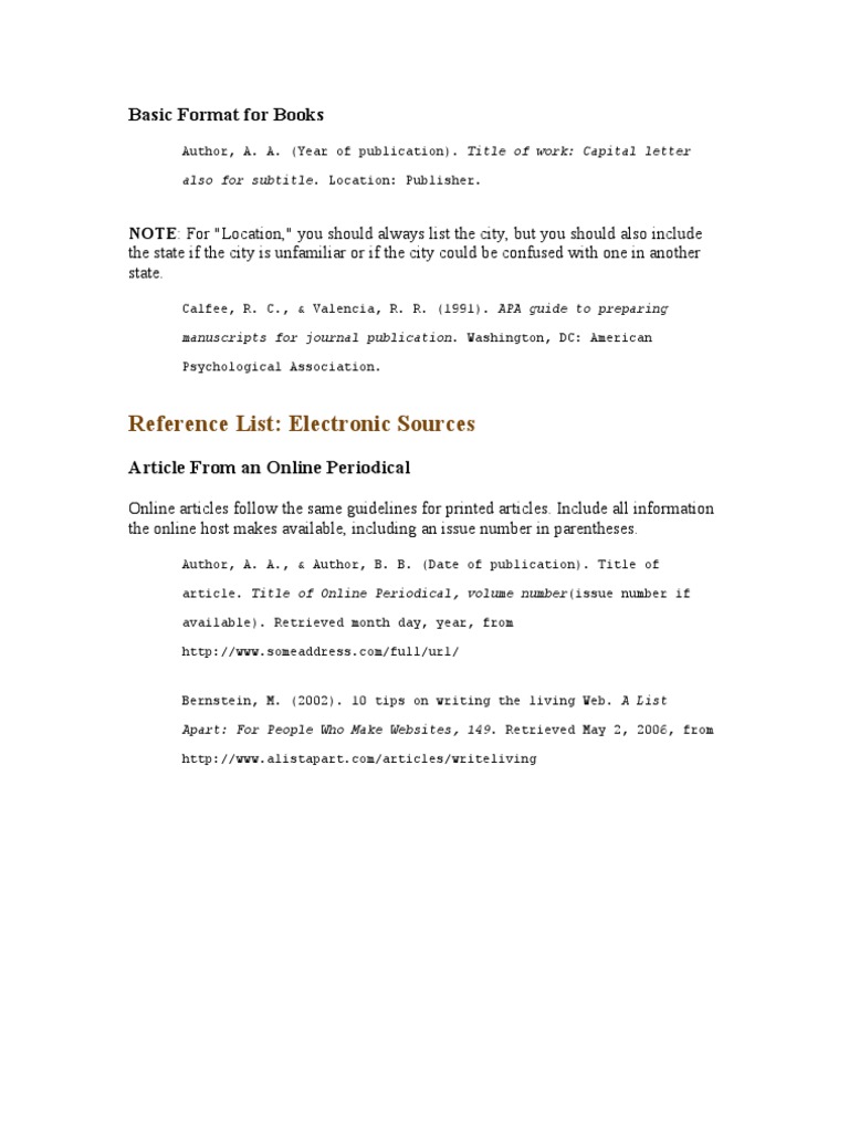 APA Book and Online Article Formats | PDF