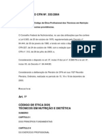 Codigo - de Ética Dos Técnicos em Nutrição