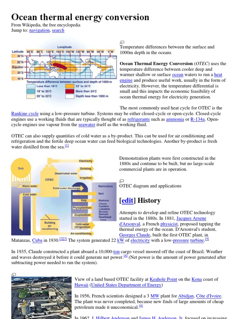 Ocean Thermal Energy Conversion Explained | PDF | Home & Garden ...