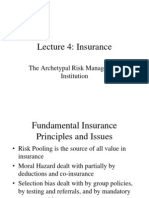 Lecture 4: Insurance: The Archetypal Risk Management Institution