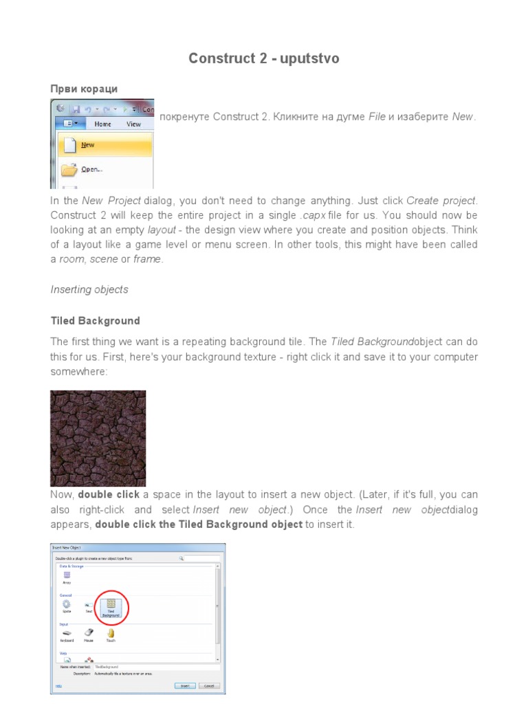 Tiled Background Setup in Construct 2 | PDF | Double Click | Variable ...