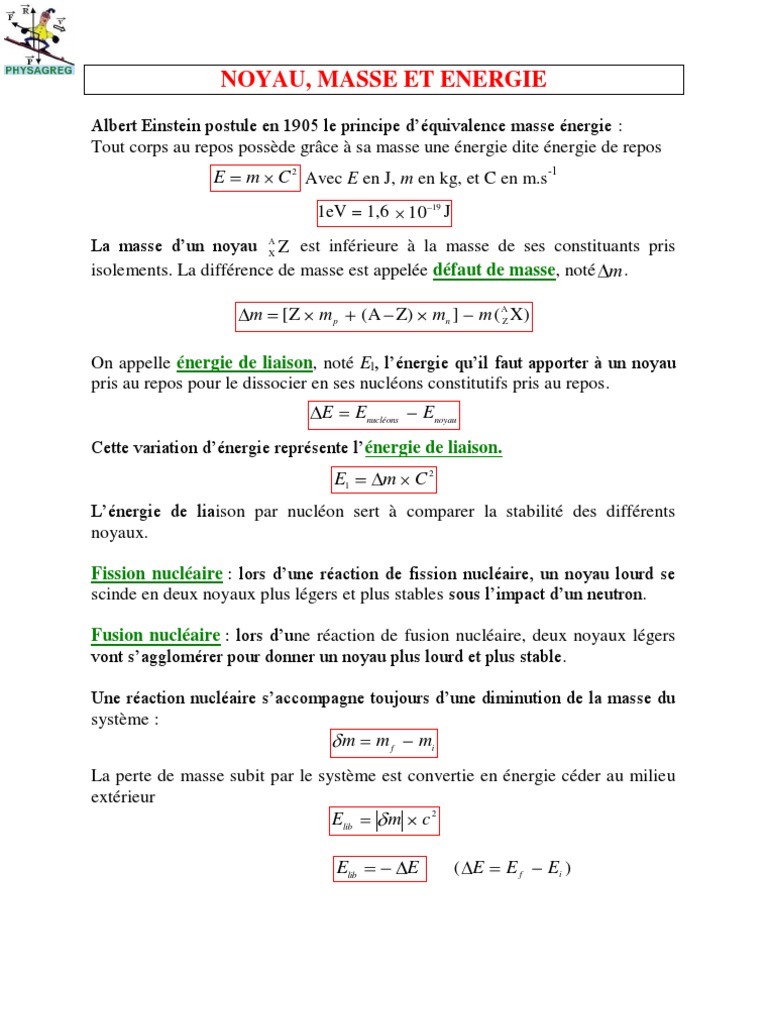 Masse D un Noyau Physique 4 Noyau Masse Energie | PDF
