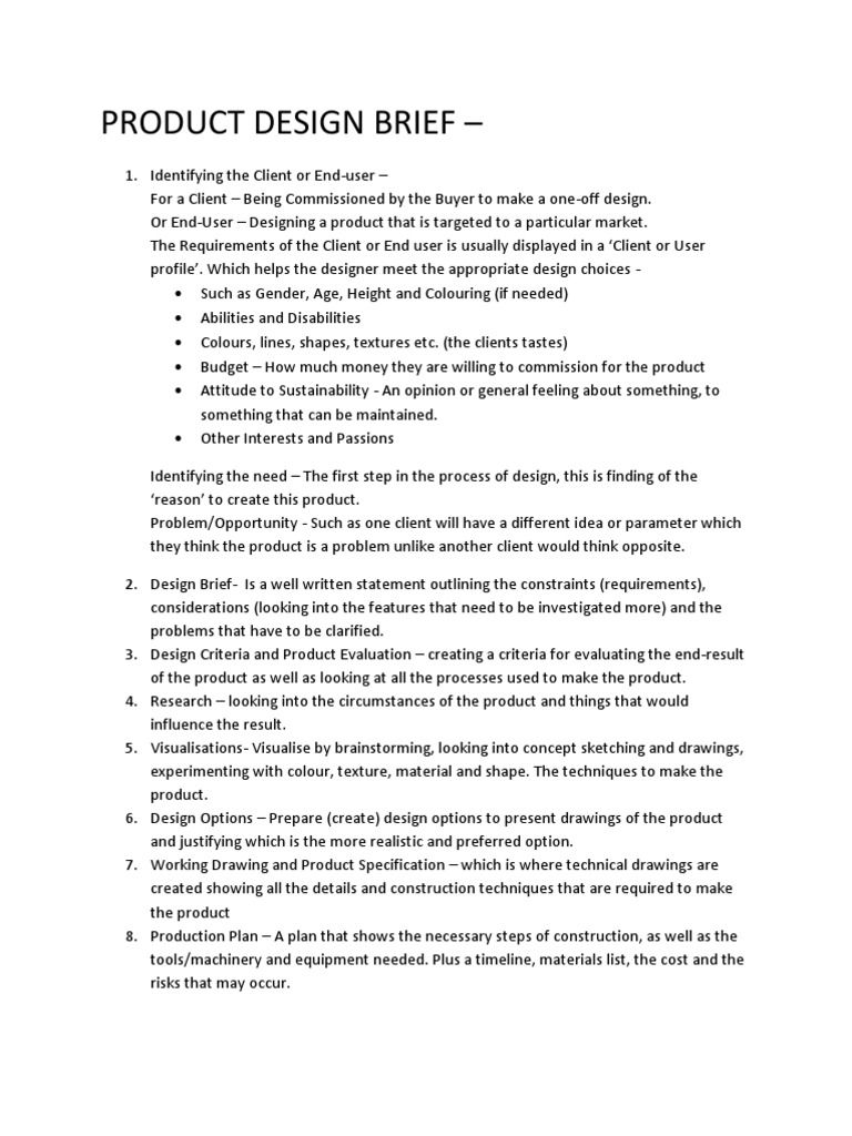 Industrial Product Design Brief What Is A Product Design Brief And How
