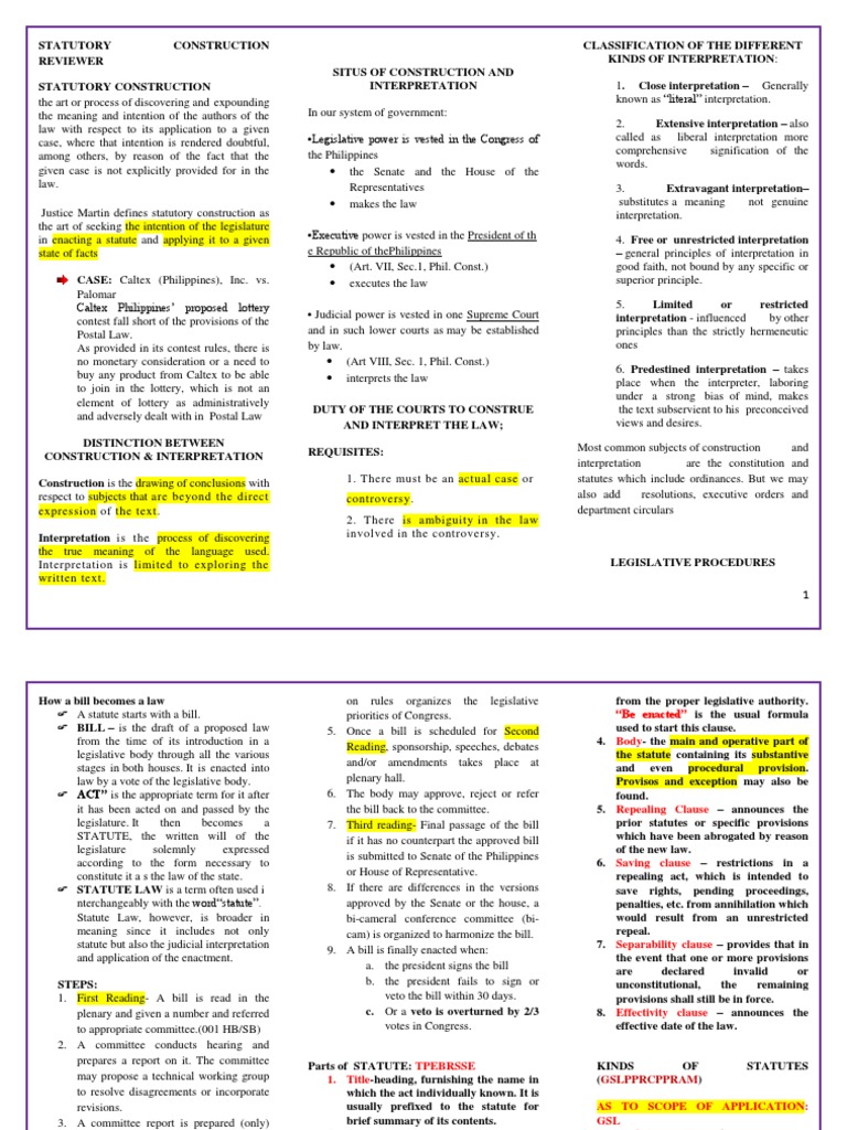 Statutory Construction Overview Guide | PDF | Statutory Interpretation ...