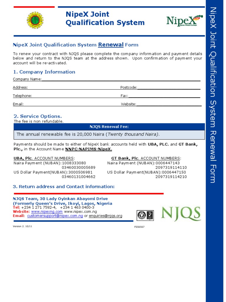 NipeX JQS Renewal Form v3 | PDF