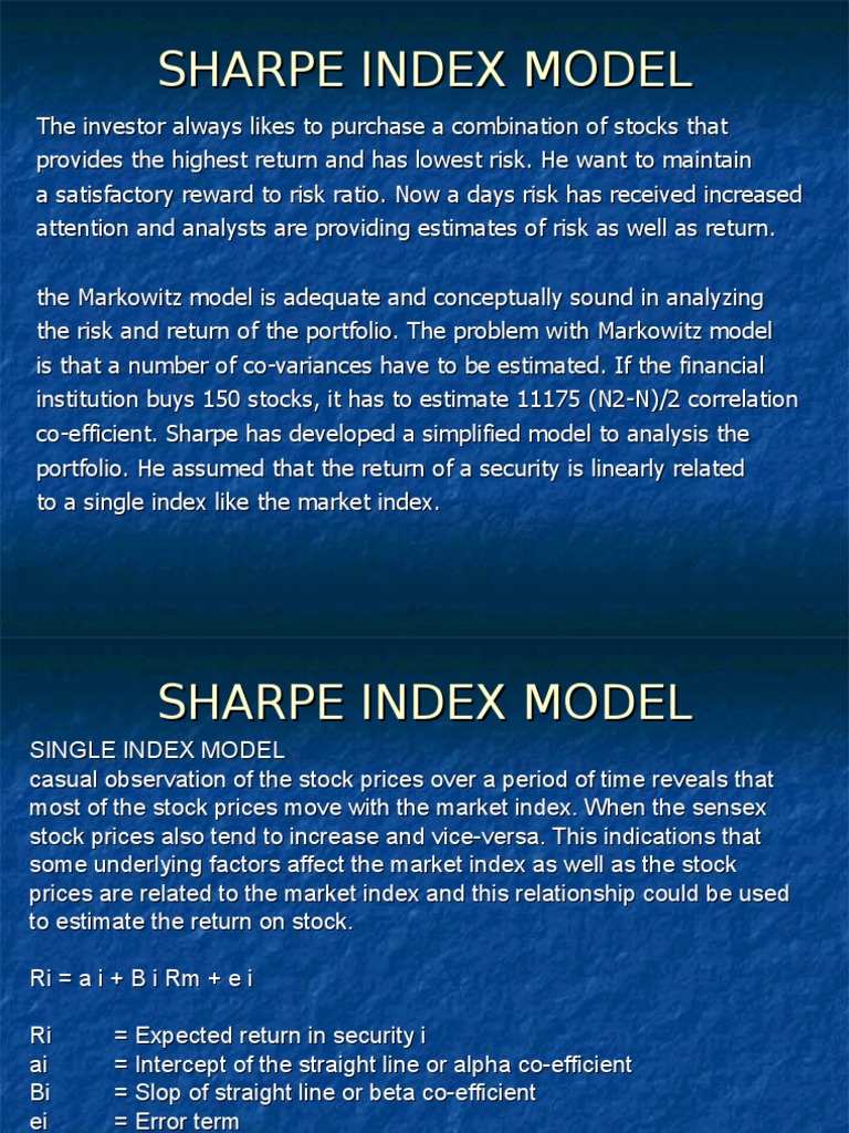 Sharpe Index Model for Investors | PDF | Beta (Finance) | Financial ...