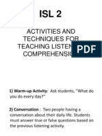 Activities and Techniques For Teaching Listening Comprehension