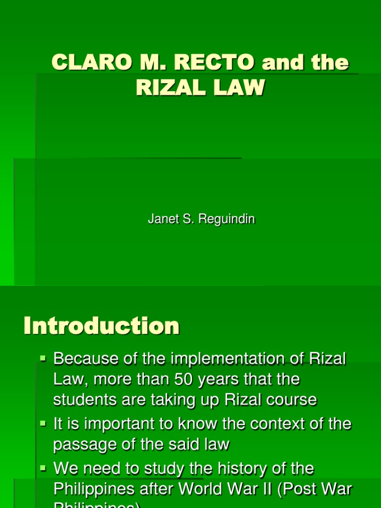 Rizal Law RA 1425 Philippines Government