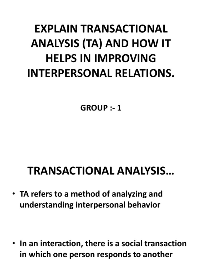 Understanding Transactional Analysis | PDF | Epistemology | Behavioural ...