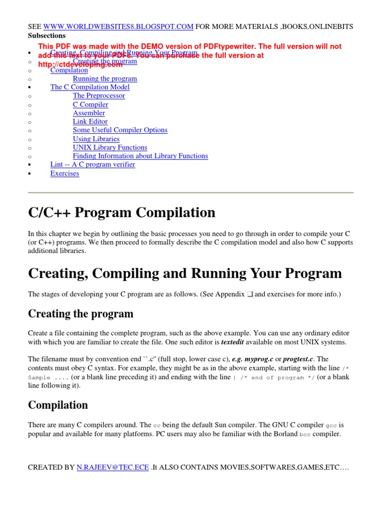 C Material C Programming Language Portable Document Format