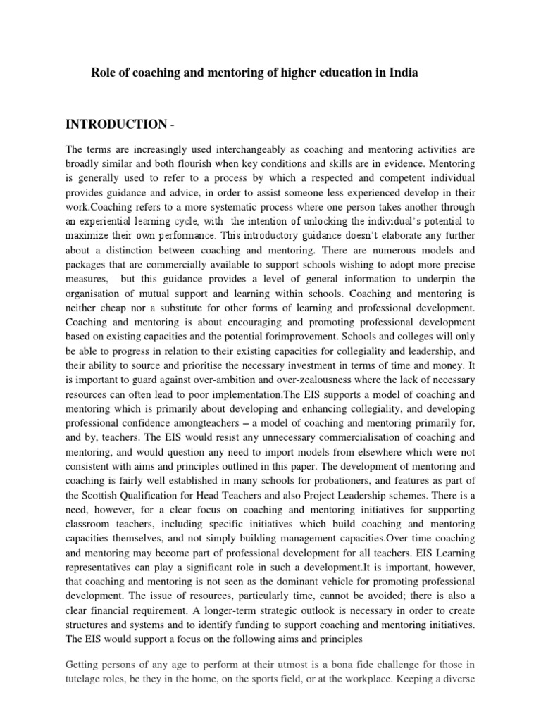 Coaching and Mentoring in Indian Higher Ed | PDF | Mentorship ...