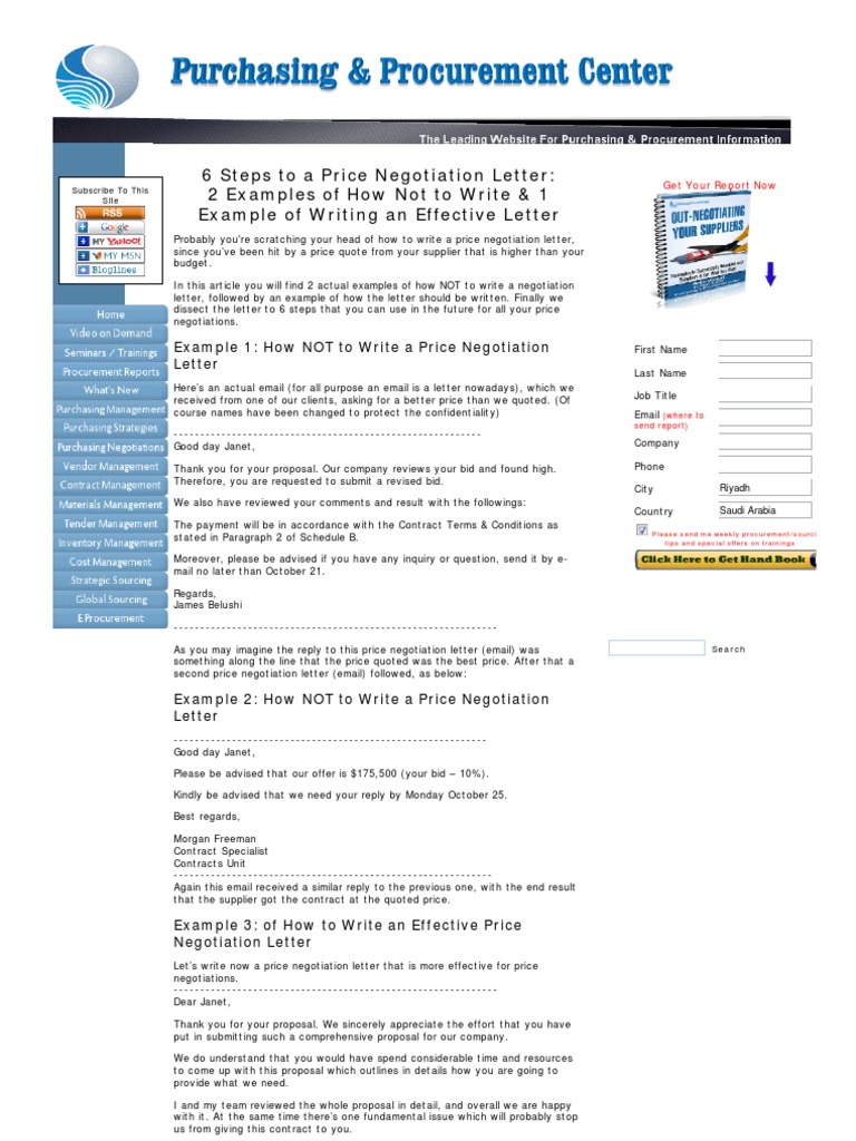 Price Negotiation Letter 6 Steps Negotiation Business