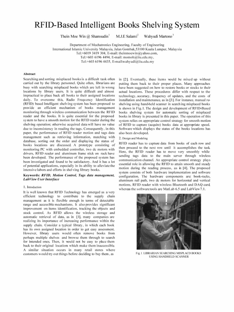 RFID Intelligent Book Shelving System | PDF | Radio Frequency ...