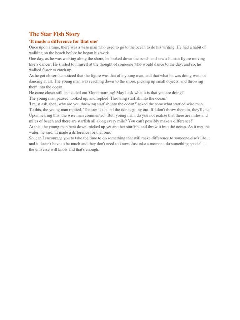 The Starfish Story: Making a Difference | PDF | Social Science