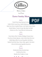 Gillies Easter Menu 2013