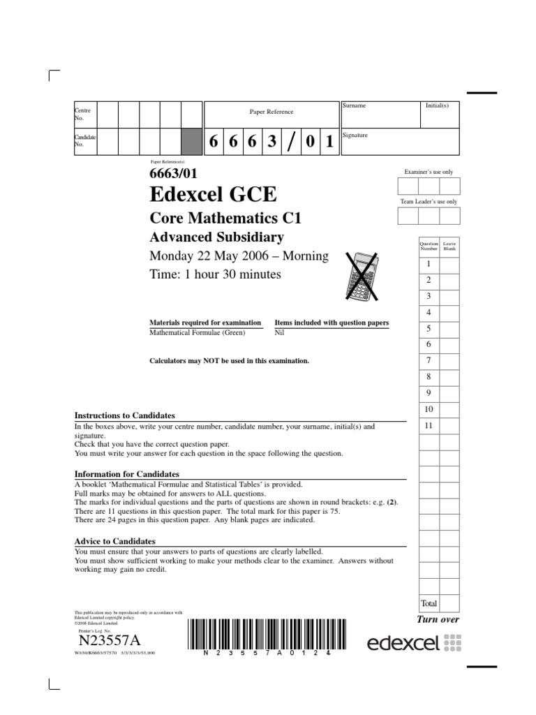 C1 Paper 2006 | PDF | Test (Assessment) | Volume
