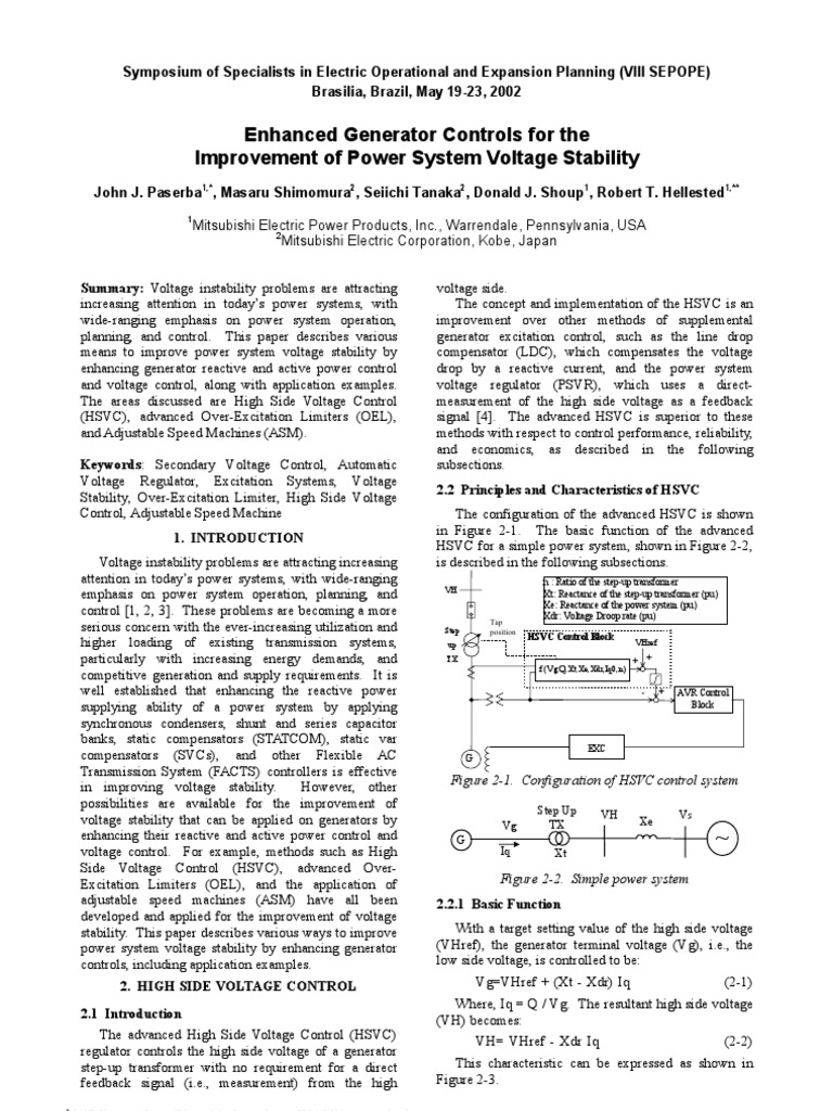 Enhanced Generator Controls for Voltage Stability | PDF | Electric ...