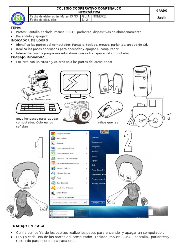 Jardin Primer Periodo 2 Pasos Para Apagar Pc Partes