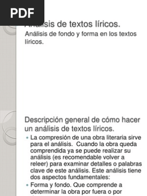 Analisis De Textos Liricos Autor Lectura Proceso