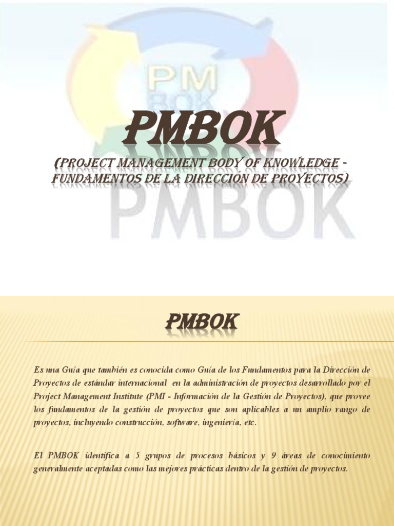 PMBOK | PDF | Gestión de proyectos | Producción y fabricación
