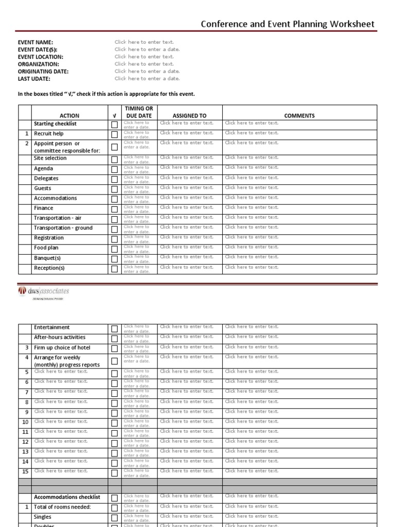 Conference Planning Checklist Template | PDF | Bar | Buffet