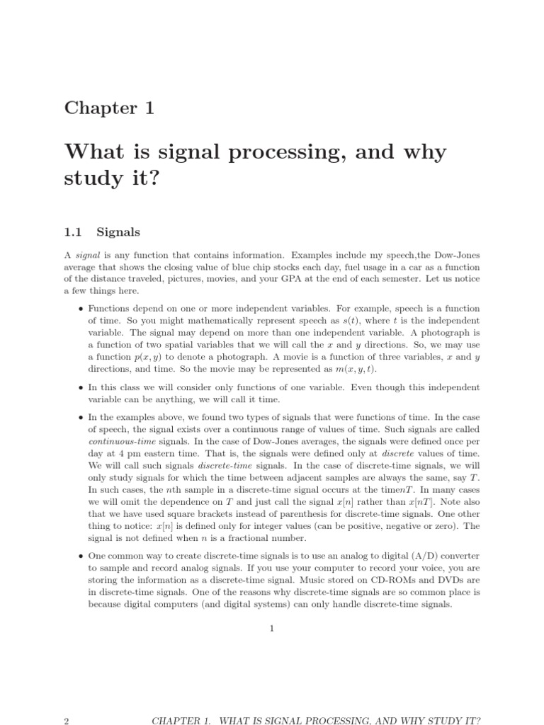 What Is Signal Processing, and Why Study It? 1.1 Signals PDF