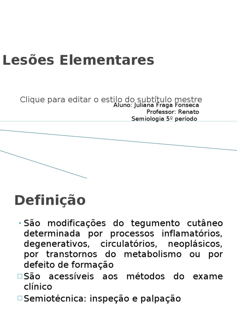 Lesões Elementares Pdf Pele Sistema Tegumentar