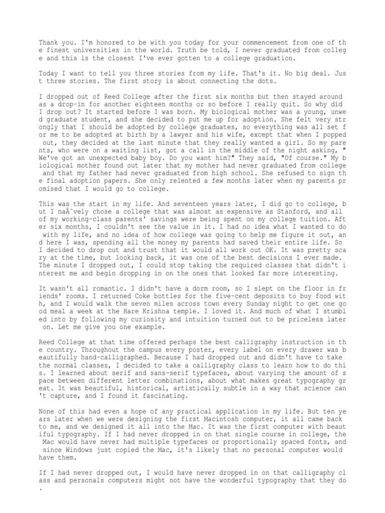Steve Jobs Commencement Speech At Stanford Typefaces Typography