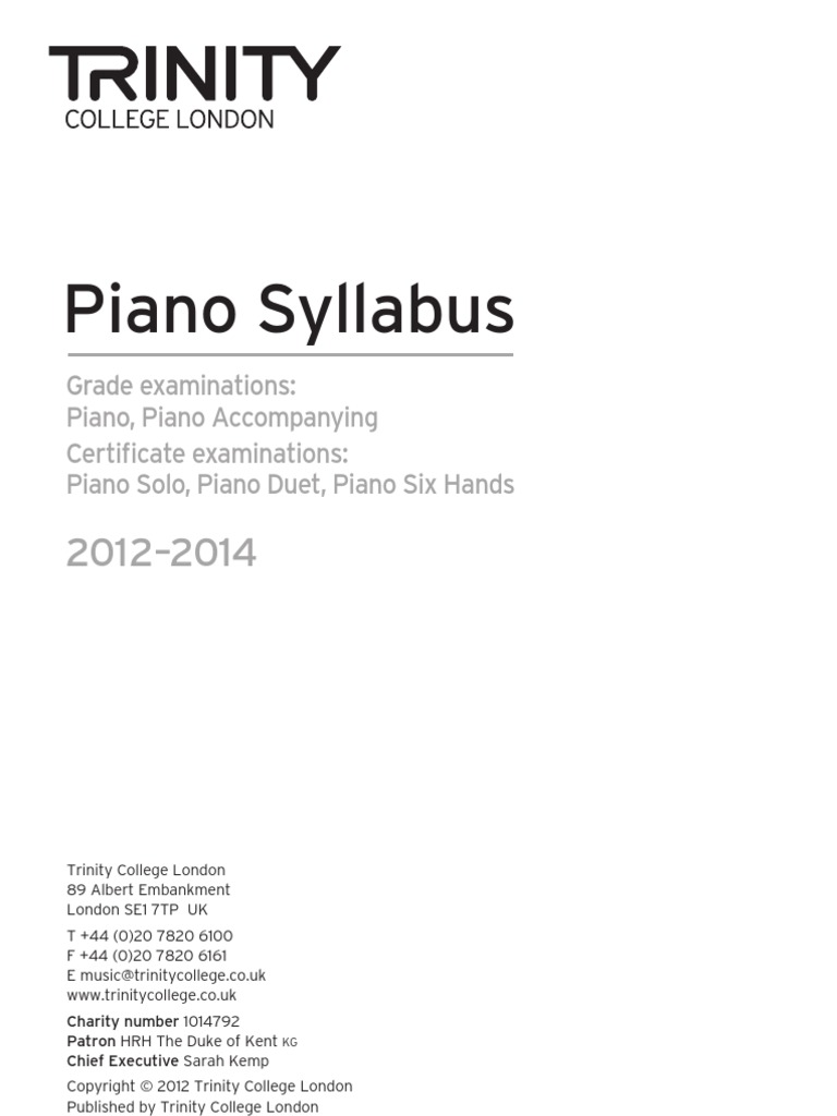Trinity Syllabus Piano Chord (Music) Musical Compositions
