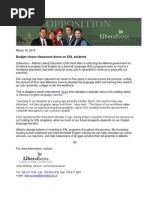 Download Budget closes classroom doors on ESL students    by Alberta Liberal Opposition  SN131308114 doc pdf