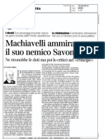 Machiavelli ammirava il suo nemico Savonarola ( Paolo Mieli su Corriere della Sera)