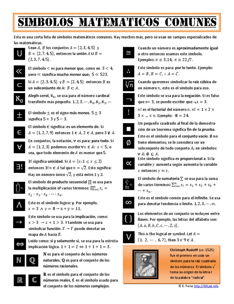 Infografia Simbolos Matematicos Comunes | PDF