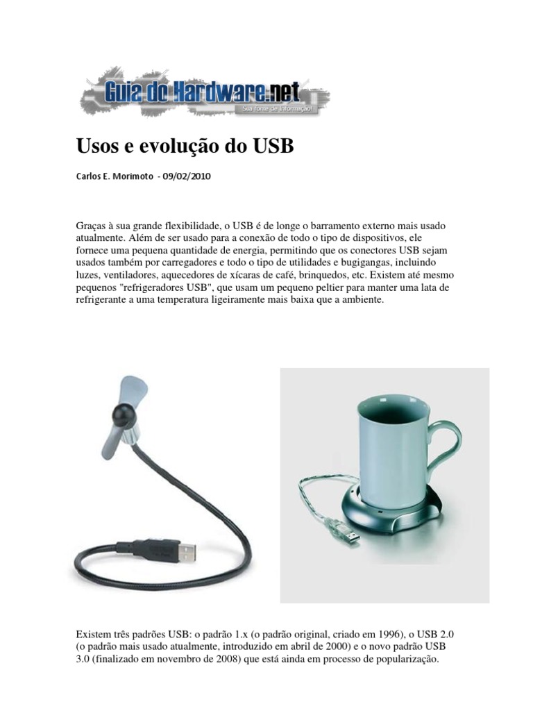 Usos e Evolução Do USB | PDF | USB | Hardware de Computador