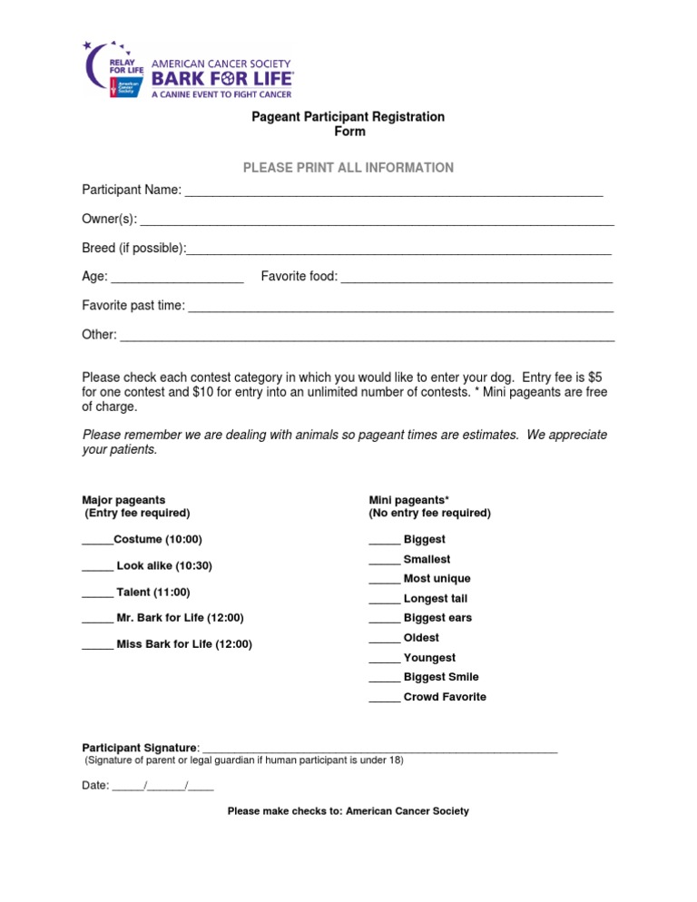 Dog Pageant Registration Form | PDF
