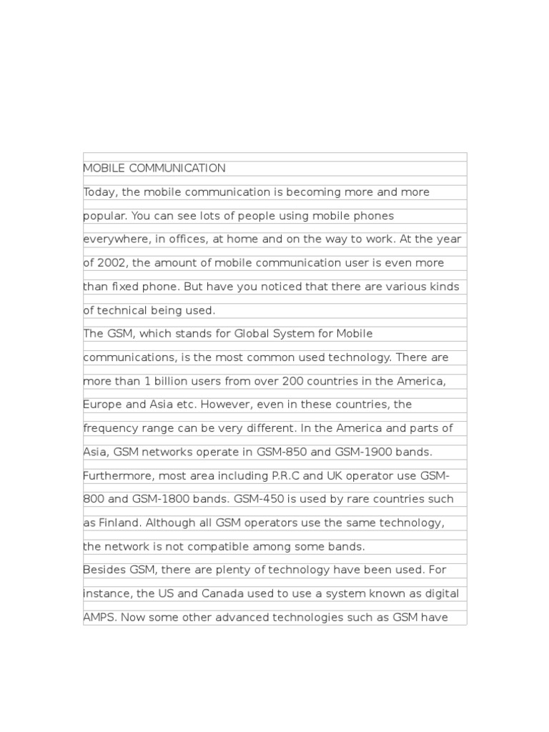 Mobile Communication | PDF | Technology & Engineering