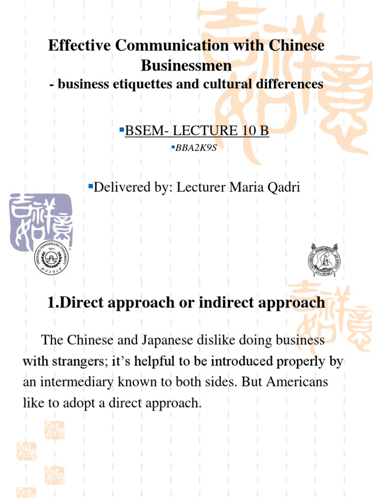 BUSINESS ETIQUETTE IN CHINA PRESENTATION intelligence overview