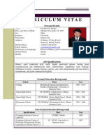 Curriculum Vitae: Personal Details