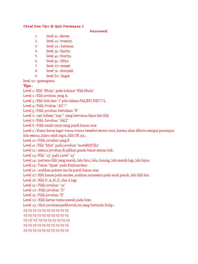 Cheat Dan Tips Di Quiz Parampaa 1