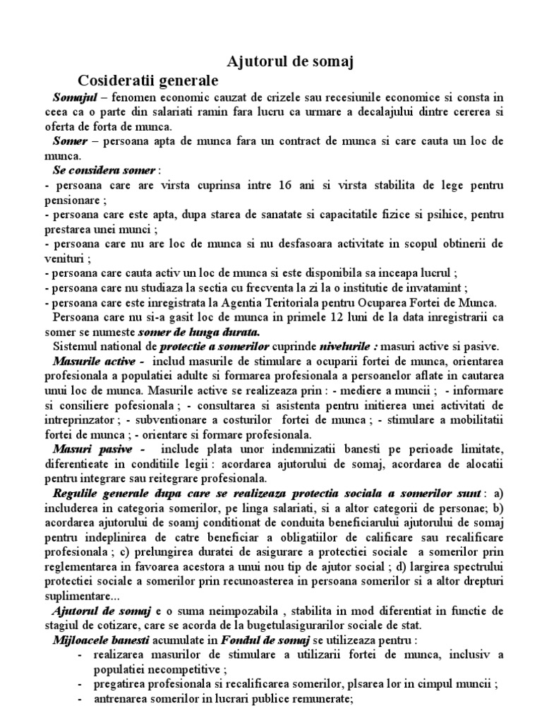 Ajutorul de Somaj | PDF
