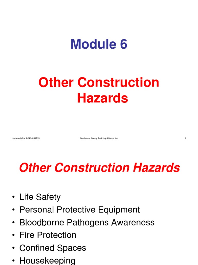 Other Construction Hazards Harwood Grant 46J6HT13 Southwest Safety
