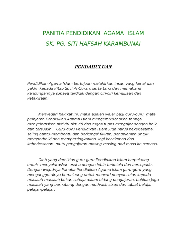 Contoh Aktiviti Panatia Pendidikan Islam Pdf