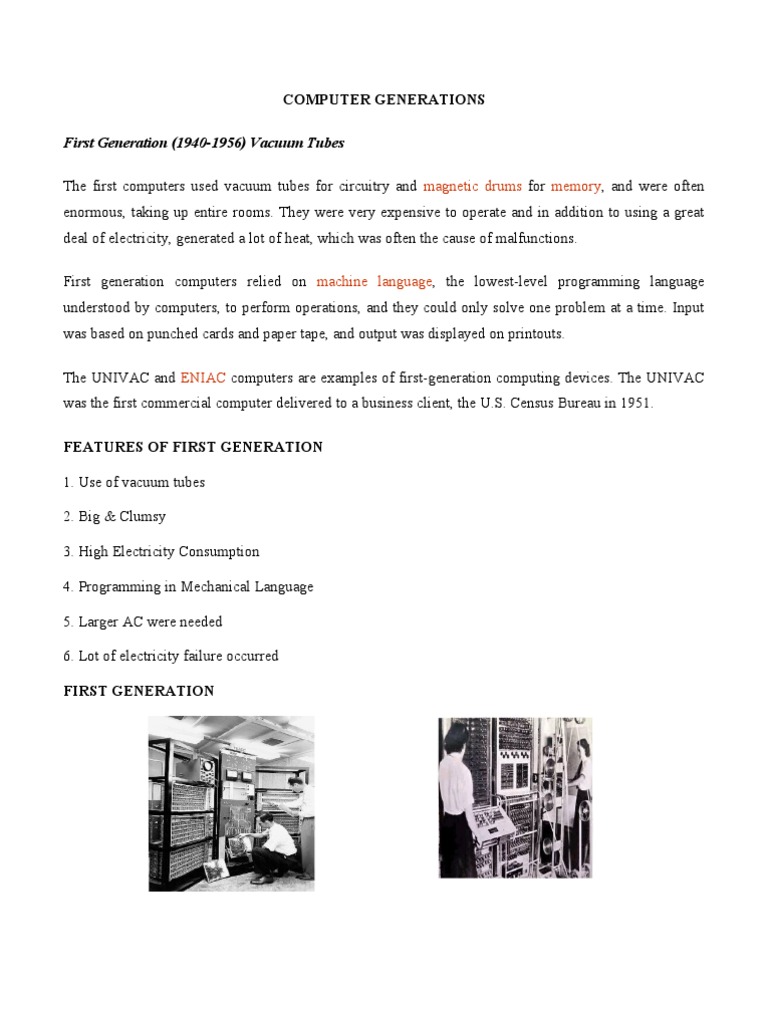 Computer Generations Overview and Diagrams | PDF | Central Processing ...
