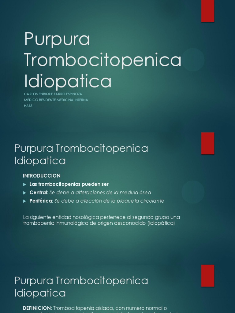 Purpura Trombocitopenica Idiopatica PDF Inmunología Epidemiología