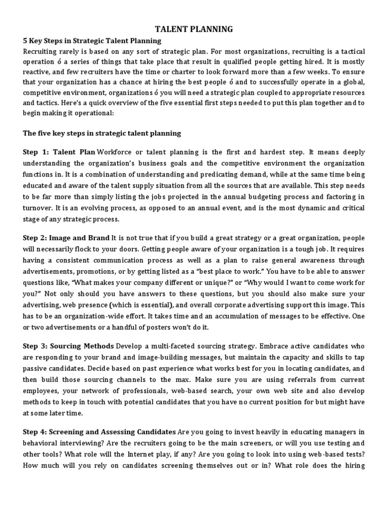 Strategic Steps in Talent Planning | PDF | Risk Management | Competence ...