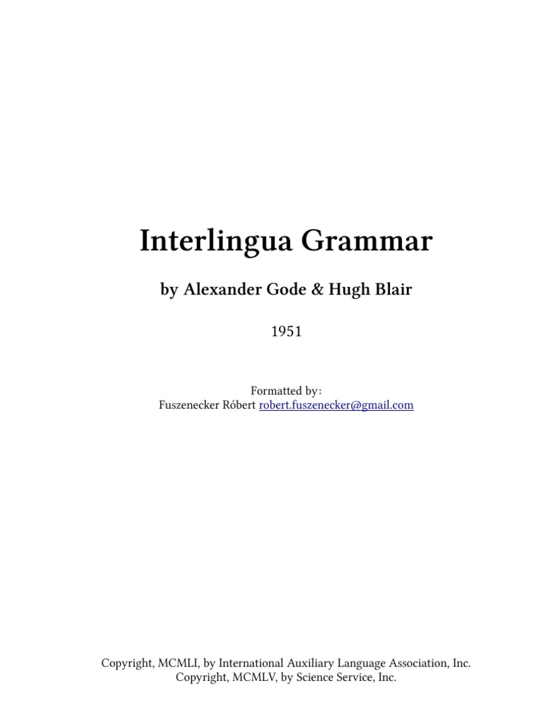 Interlingua Grammar PDF Adverb Adjective