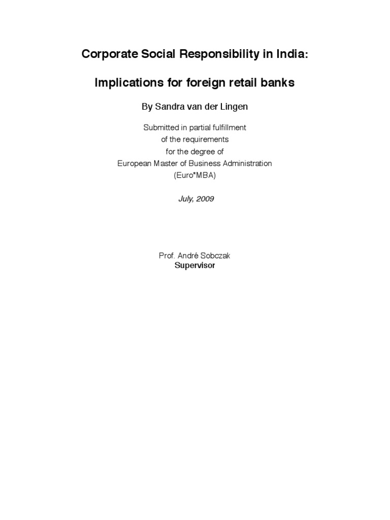 CSR in India: Implications For Foreign Retail Banks | PDF | Corporate ...