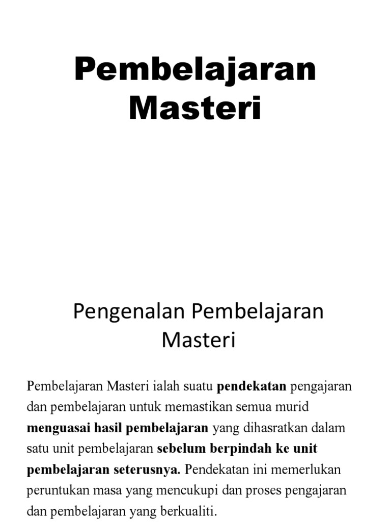 Pembelajaran Masteri Pdf