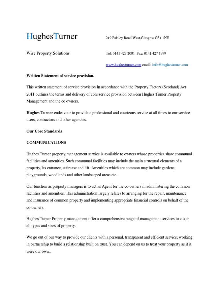 Written Statement of Service Provision Factoring (Finance) Insurance