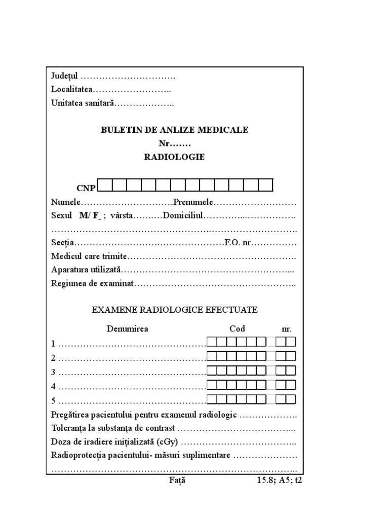 15.8 Buletin Analize Medicale Radiologie | PDF