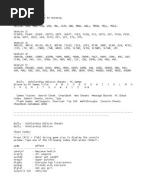 Bully English 5 Cheat Sheet